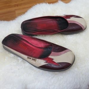 5.5 Miu Miu Leather Lightning Bolt Slides
